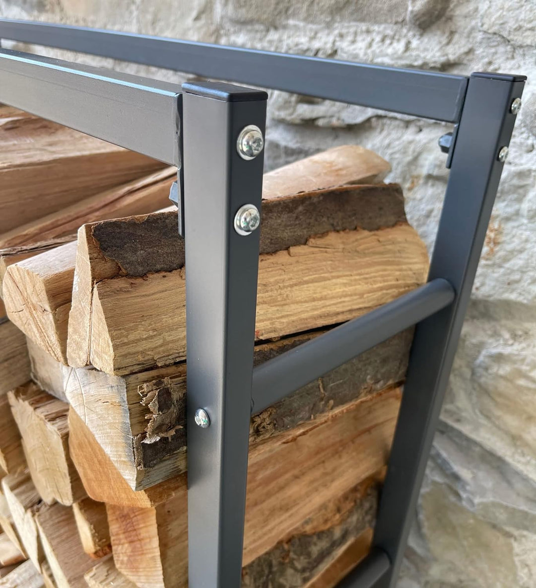 QUICK STAR Metall Kaminholzstand 90x25x90cm Kaminholzlager Metallregal