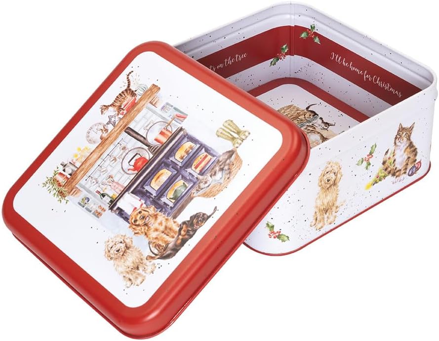 Wrendale Designs Country Kitchen' Weihnachtsdose mit Hund und Katze, quadratisch