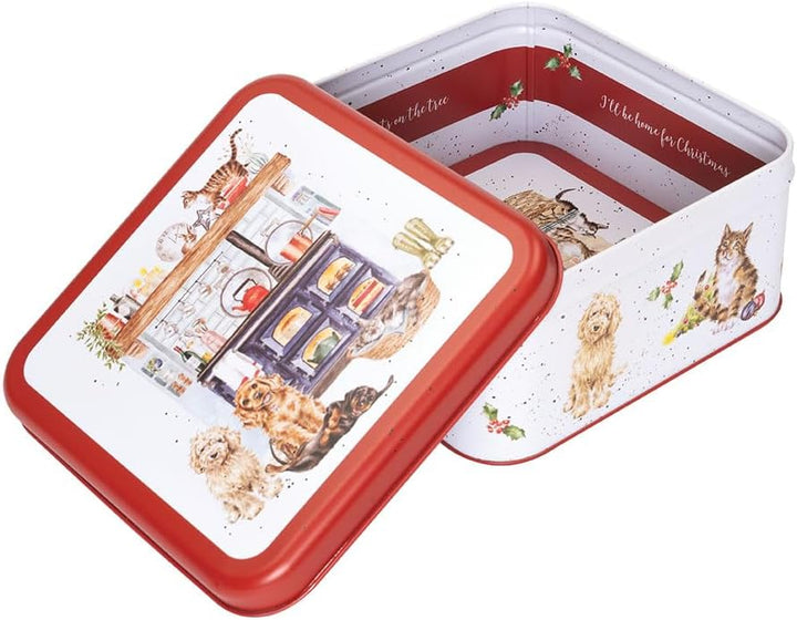 Wrendale Designs Country Kitchen' Weihnachtsdose mit Hund und Katze, quadratisch