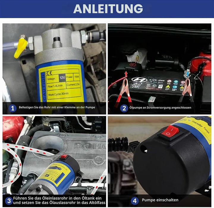 QLOUNI 12V 100W Ölabsaugpumpe Elektrisch Diesel Absaugpumpe 2-3L/min Ölwechselpumpe für Motorölwechs