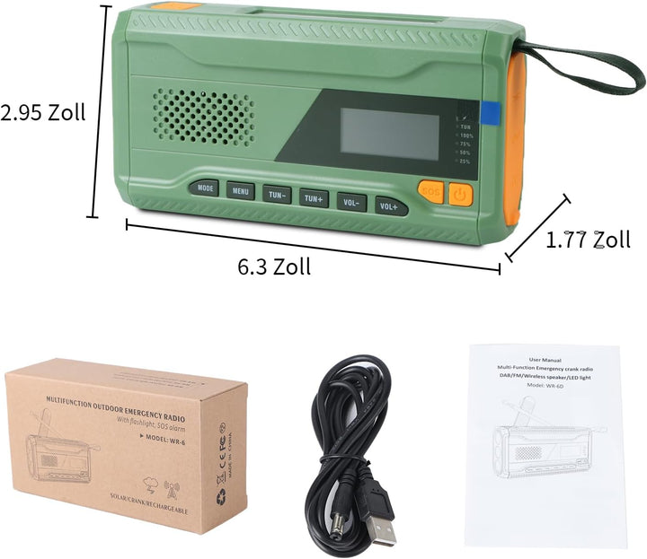 Notfallradio, Kurbelradio, FM/DAB+/DAB tragbares Solarradio mit 4000mAh Powerbank, Telefon-Ladegerät