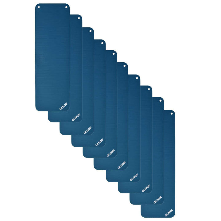 Oliver Premium Gymnastikmatten 10er Set 180x60x1 cm Blau mit Ösen