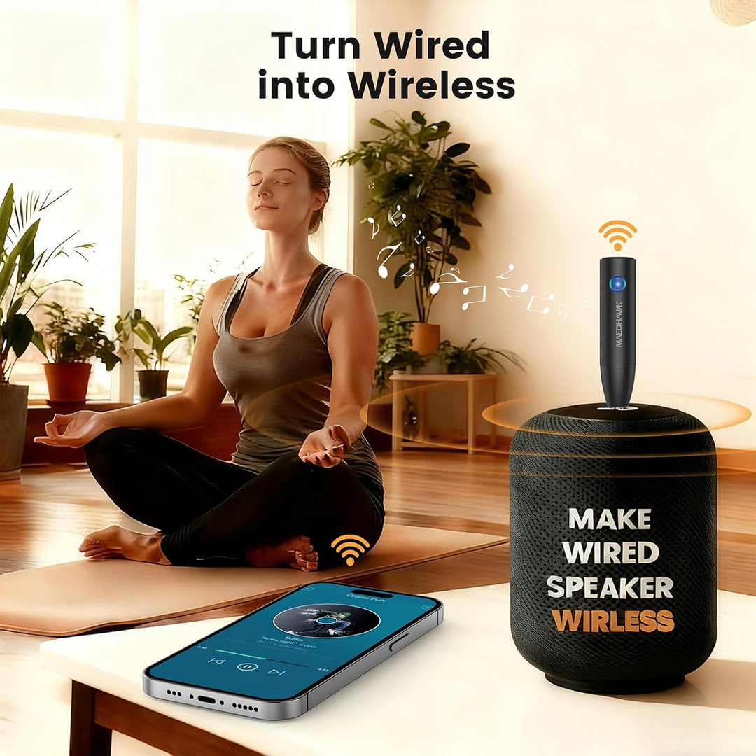 3.5mm Bluetooth Aux Adapter für Das Auto - Maedhawk Stilvoller Bluetooth 5.0 Empfänger mit Noise Can