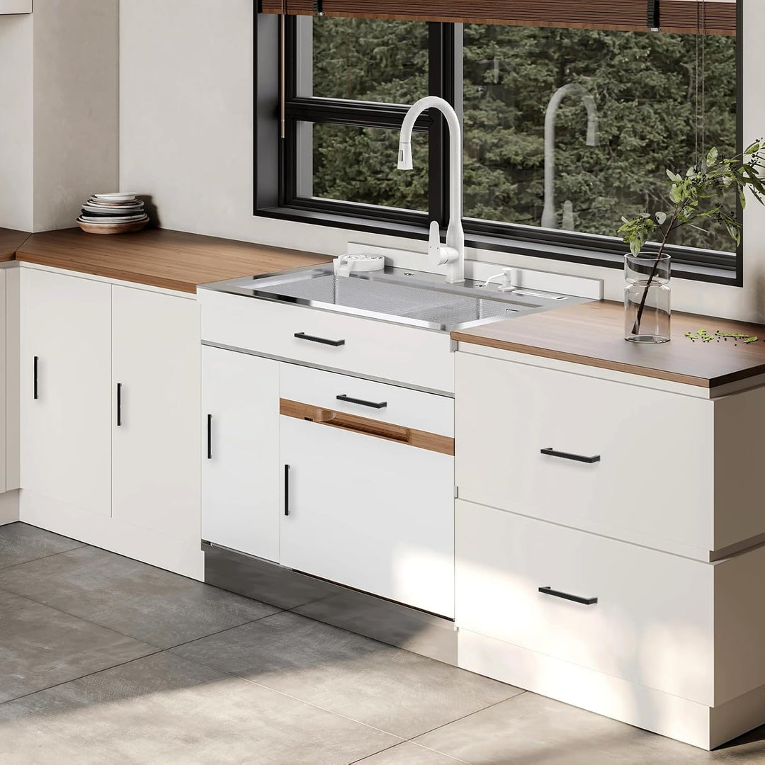 HauSun 5 Stück Möbelgriffe 128mm Schwarz Küchengriffe aus Edelstahl Schrankgriffe mit Schrauben Türg