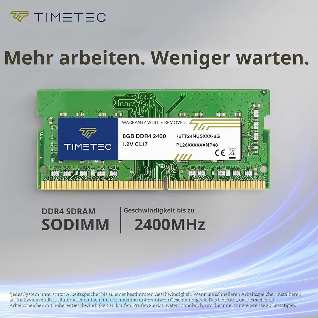Timetec 16GB KIT (2x8GB) DDR4 2400MHz PC4-19200 Non-ECC Unbuffered 1.2V CL17 1Rx8 Single Rank 260 Pi