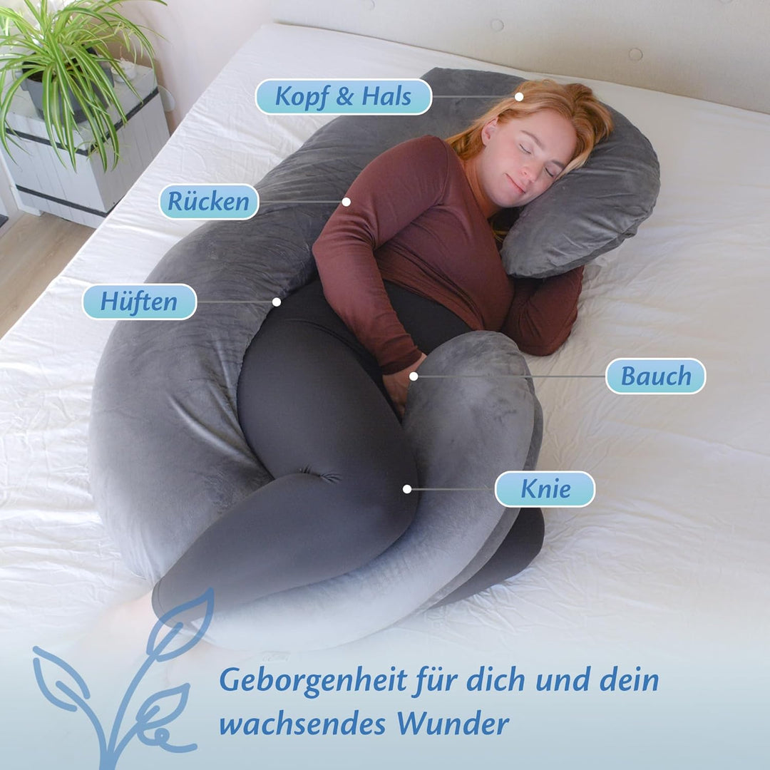 Ella Schwangerschaftskissen, C-förmiges Seitenschläferkissen, U-Kissen, Stillkissen mit waschbarem M