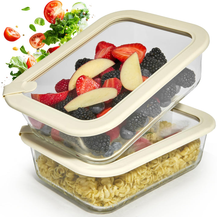 Frischhaltedosen Set 2x1520ml – Borosilikatglas, Glasbehälter luftdicht & mikrowellengeeignet, Meal