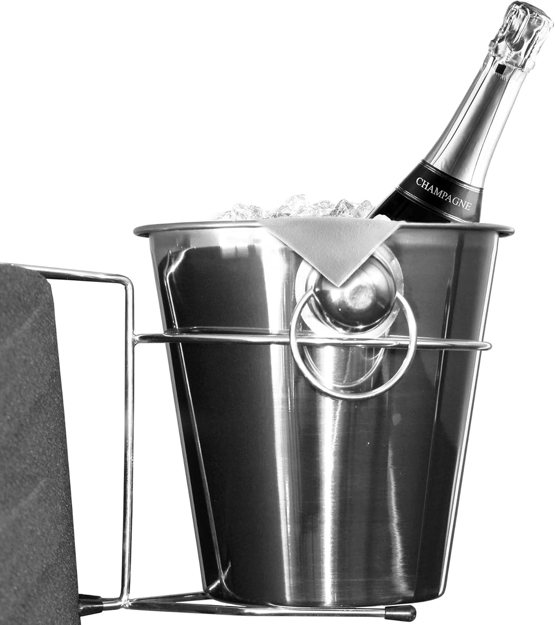 intergrill Edelstahl Sektkübel Champagnerkühler 22 cm Durchmesser | Mit Hängevorrichtung | rostfreie