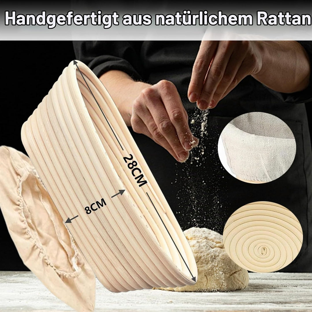 Gärkorb Oval 28cm, Gärkörbchen 1.2kg aus Peddigrohr, Brotbacken für Brot, Brot Backen Zubehör, Garkö