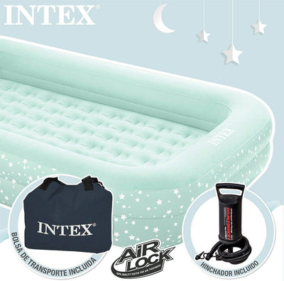 Intex, Kinderreisebett, aufblasbare Matratze, Luftbett mit Pumpe, Minzgrün, 3-6 Jahre