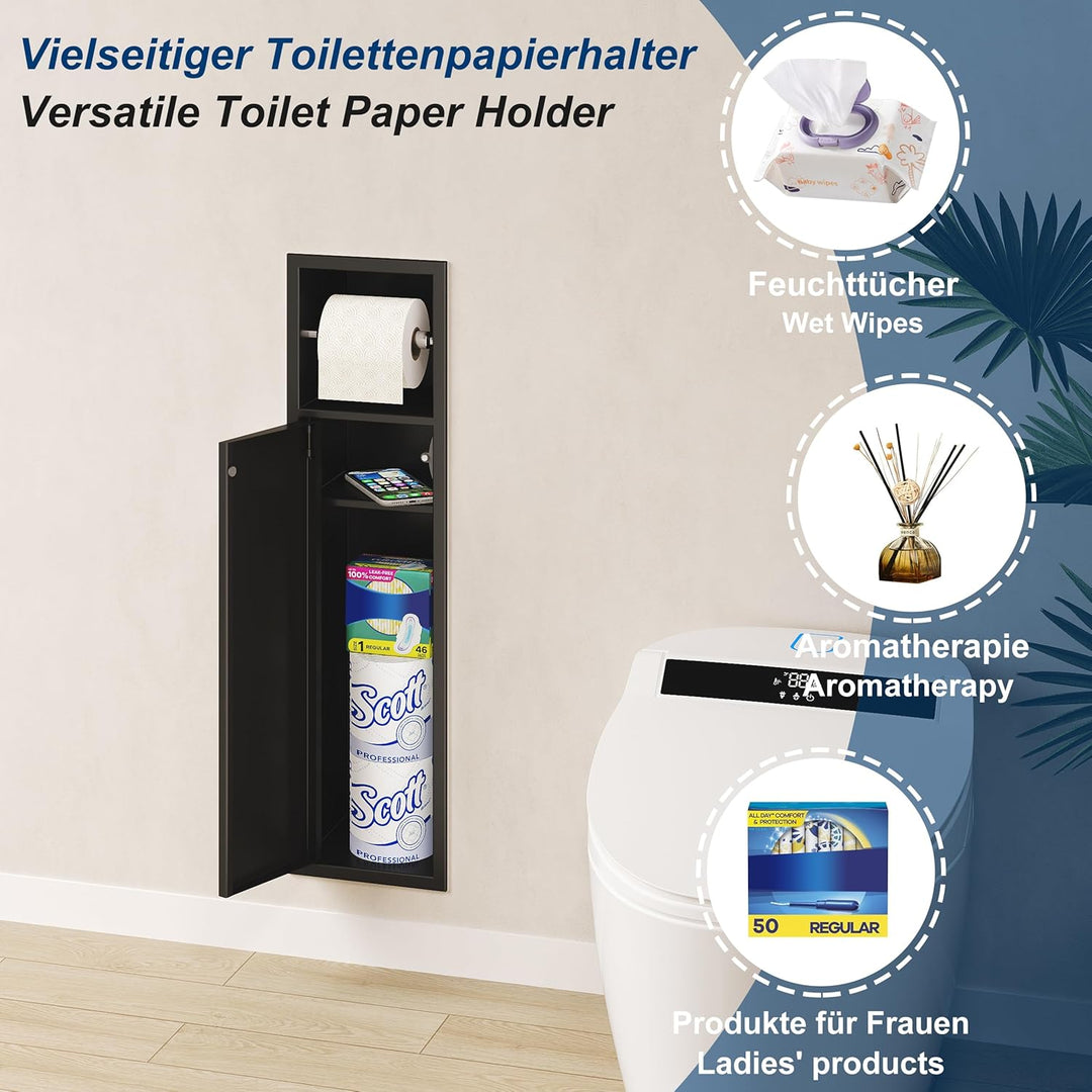 Unterputz-Schrankmodul für die Klobürstengarnitur Edelstahl Badezimmerschrank mit Toilettenpapierhal