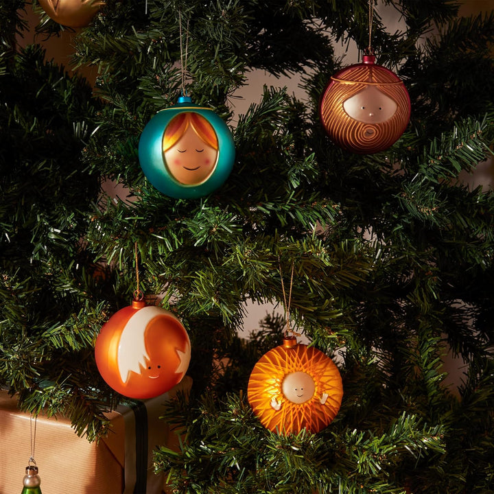 Alessi Asinello Weihnachtsbaumkugel aus mundgeblasenem Glas, Handdekoriert, 1er Pack, 9,0 x 9,0 x 13