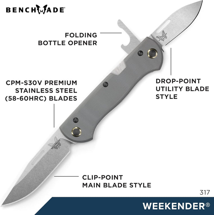 Benchmade Weekender 317 Cool Grey G10 - Stonewash Finish, Cool Grey G10 - Stonewash Finish