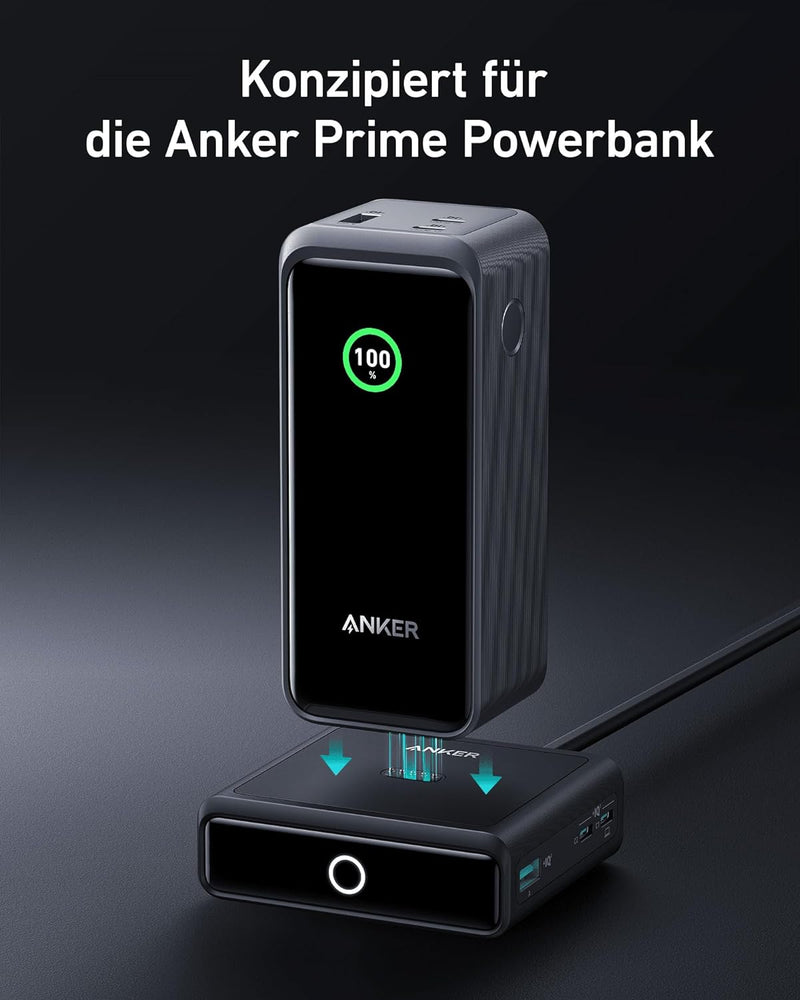Anker Ladestation für Anker Prime Powerbank, 100W Schnellladeleistung mit 4 Anschlüssen, für MacBook