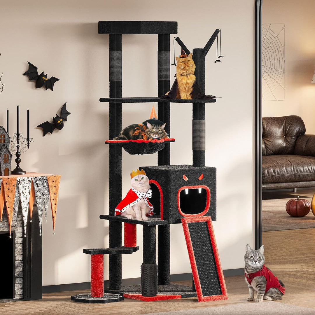 YITAHOME Gothic Kratzbaum Gross, 153cm Hoch, XL Grosse Katzen Stabil mit 4 Sisalsäule, 1 Kratzbrette