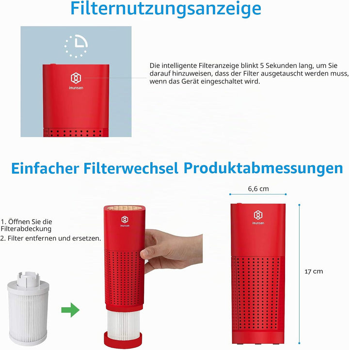 IMUNSEN M-003R Luftreiniger mit Zypressenholzfilter, 4-Stufen-Filtration, echter H13-HEPA-Filter, US