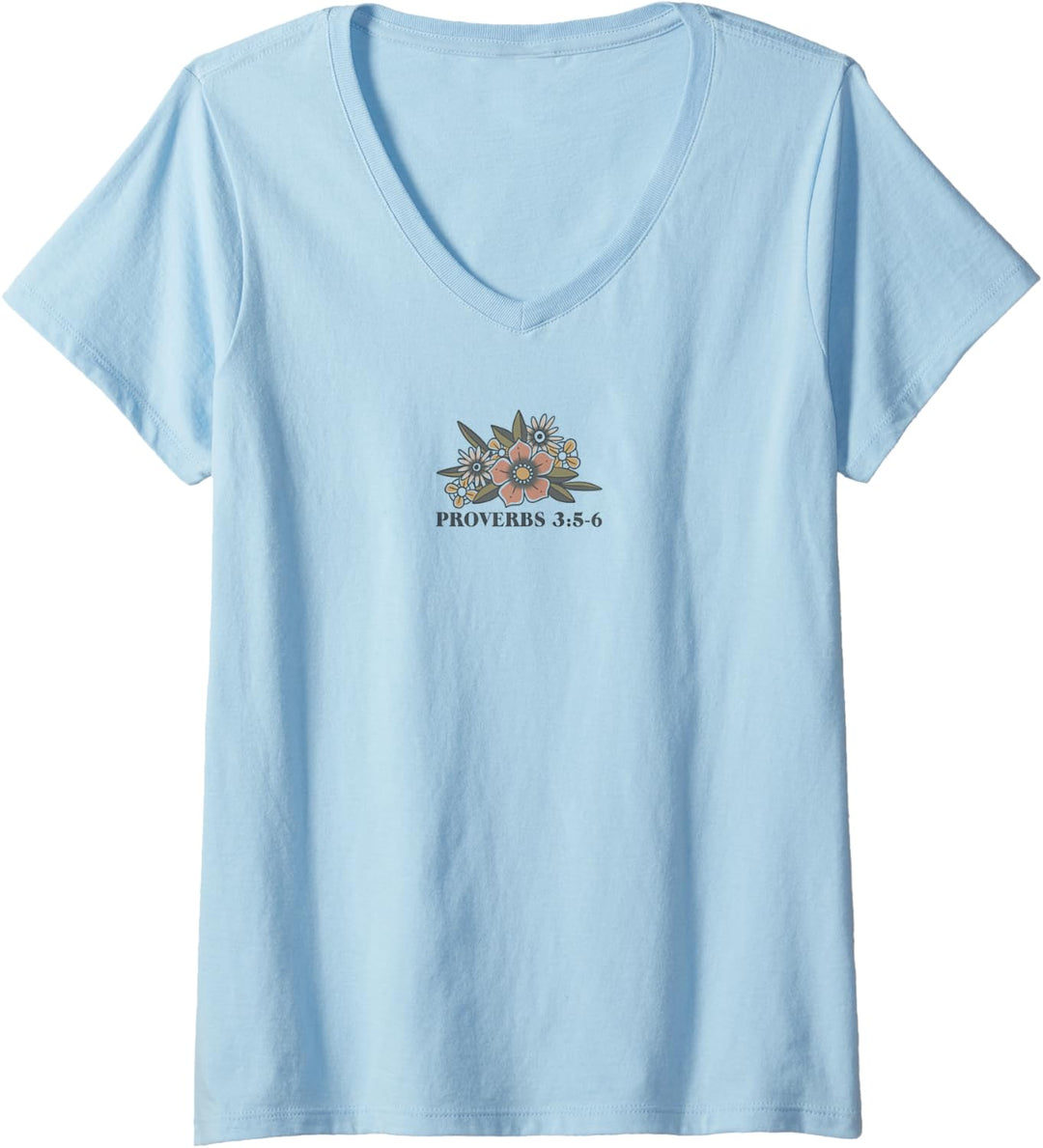 Damen Trendy Proverbs 3:5-6 Trust In The Lord With All Your Heart T-Shirt mit V-Ausschnitt