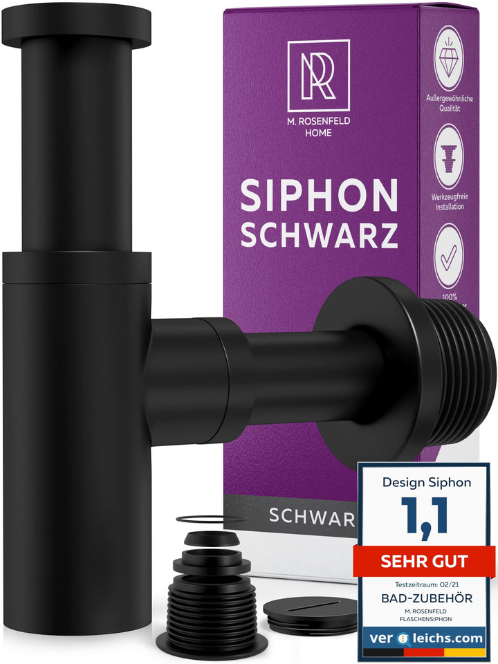M. ROSENFELD HOME Design Siphon Waschbecken – Universeller Röhrensiphon 1 1/4" für Waschtisch, Geruc