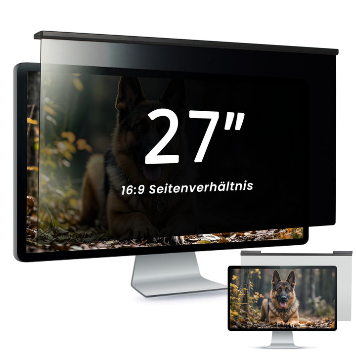 Abnehmbare Sichtschutzfolie für 27 Zoll 16:9 Monitor, Hängender Datenschutzfilter mit Doppel-Federcl