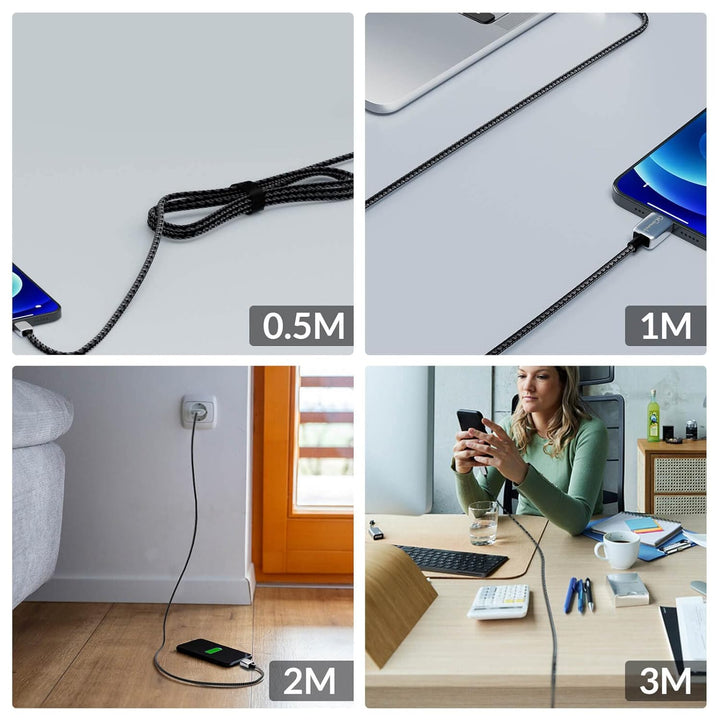 GiGimundo USB C Kabel PD100W [3Stück 1M+2M+3M], 20V/5A geflochtenes Nylon ladekabel usb c für Samsun