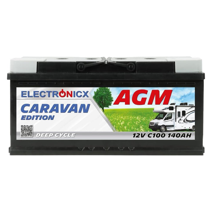 Electronicx AGM Caravan Batterie 140Ah 12V Versorgungsbatterie Deep Cycle Wohnmobil Batterie 140 Ah