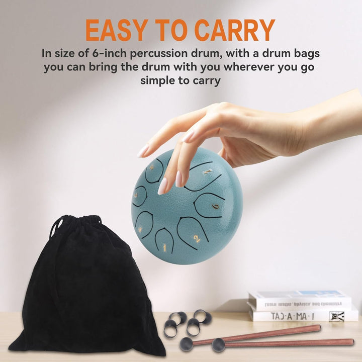 Steel Tongue Drum Kit, 6 Zoll 8 Note Tongue Drum für Kinder mit Schlägeln und Stofftasche für Yoga-M