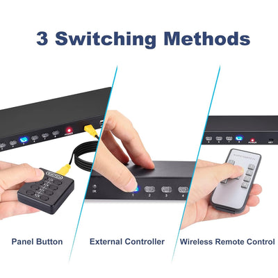 DGODRT VGA KVM Switch 8 Port mit 8 KVM Kabel, USB Umschalter für 8PC Sharing Tastatur, Maus, Drucker