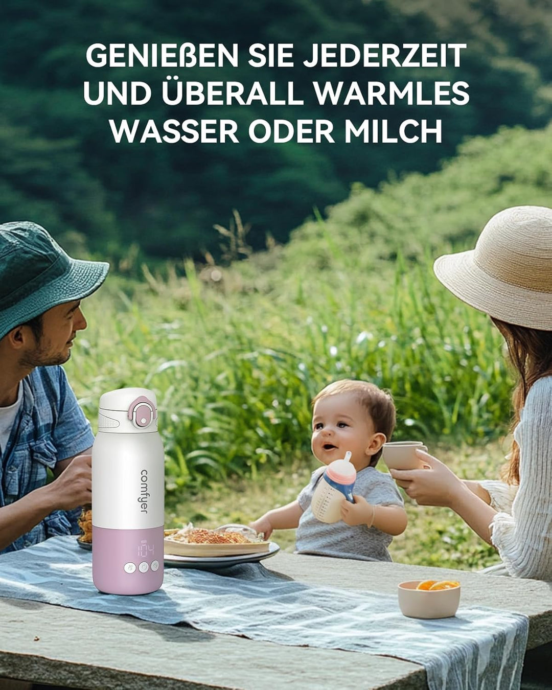 Comfyer BW01 Tragbarer Flaschenwärmer Baby unterwegs für Baby, 12000mAh Akku, Schnelles Aufheizen 2