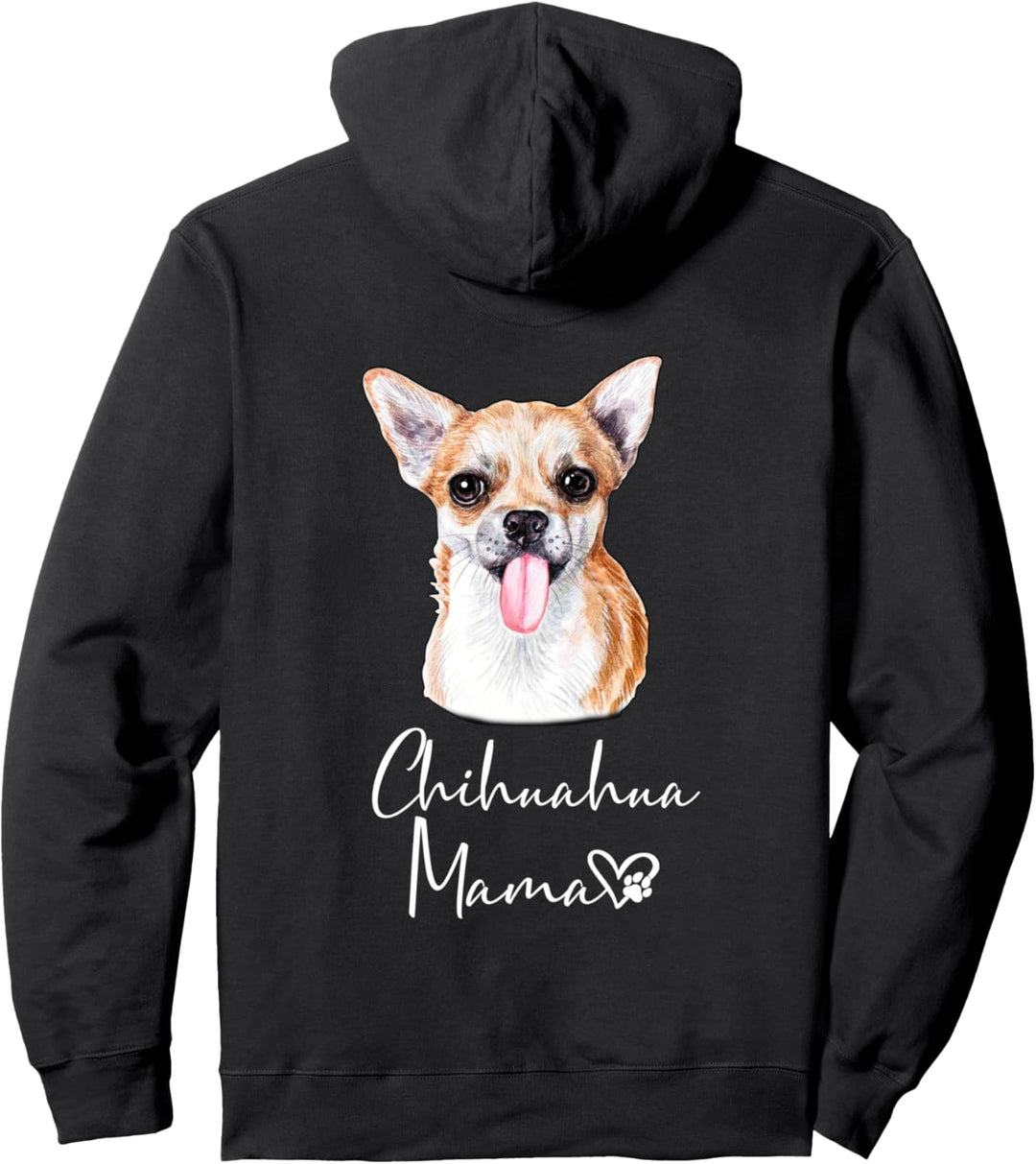 Chihuahua Mama Hundemama Hund Frauchen Geschenk Rückendruck Pullover Hoodie