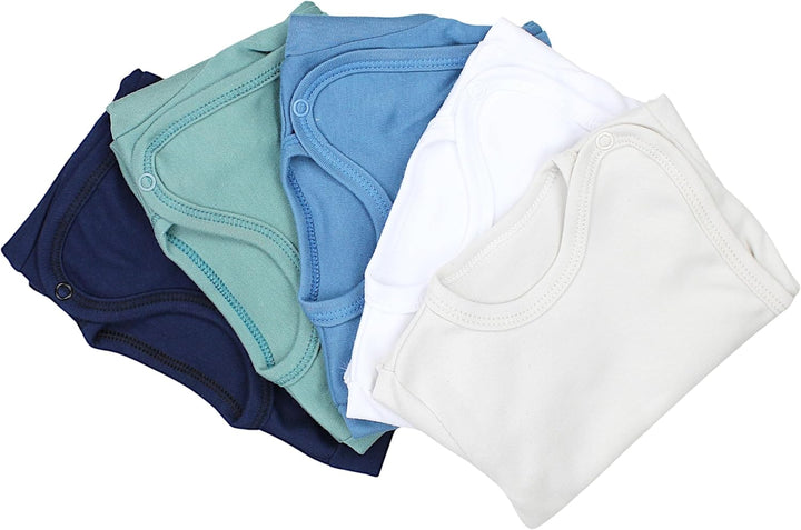 TupTam Unisex Baby Wickelshirt Langarm 5er Pack, 50 Hellbeige Wei&#xDF; Dunkelgr&#xFC;n Jeans Dunkel