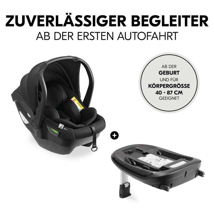 hauck Drive N Care Set, Schwarz - i-Size Babyschale mit Isofix Basisstation für Babys ab Geburt mit