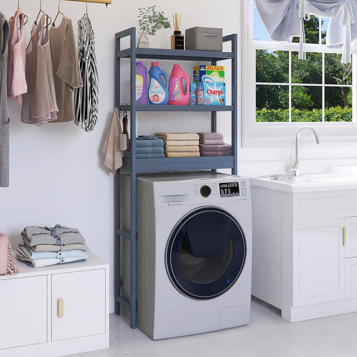 SMIBUY Badezimmer-Aufbewahrungsregal, Bambus-Über-der-Toilette-Organizer-Rack, freistehender WC-Plat