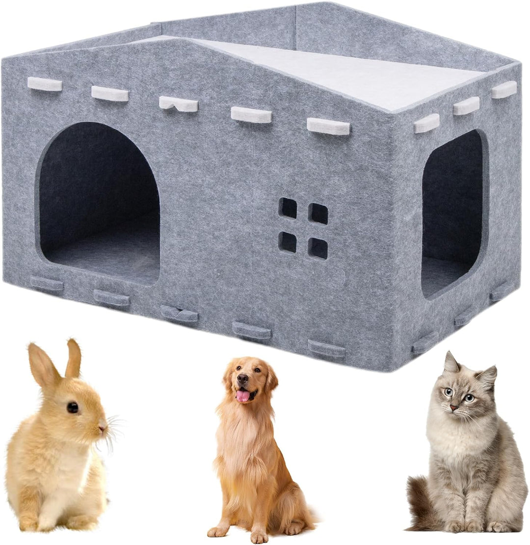 Katzenhöhle Filz, Katzenhaus aus Filz Katzenbett für Katzen, Abnehmbares Katzenbett, Katzenhaus Indo