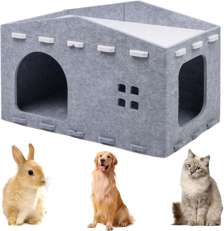 Katzenhöhle Filz, Katzenhaus aus Filz Katzenbett für Katzen, Abnehmbares Katzenbett, Katzenhaus Indo