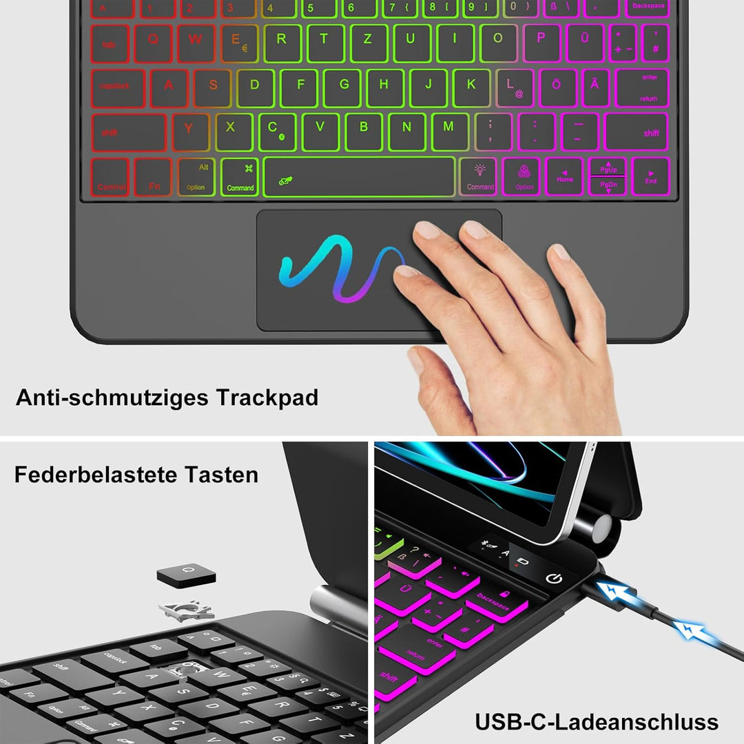 AVNICUD Magic Keyboard für iPad Air 11 Zoll 2025/2024 M3/M2, Air 5/4 10.9 Zoll, Tastatur für iPad Pr