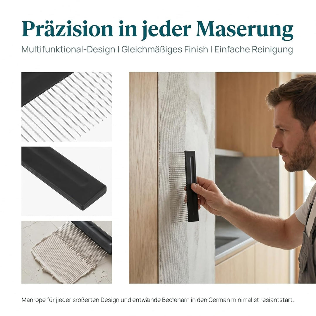 Lurrose Edelstahl Texturkamm Gross Strukturkamm für Wandmuster Putzstrukturwerkzeug zum Kreativen Wa