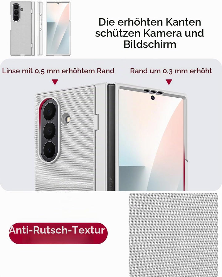 Miimall Handyhülle Kompatibel mit Samsung Galaxy Z Fold 7 Hülle mit Ständer, [HD Displayschutz] Ultr