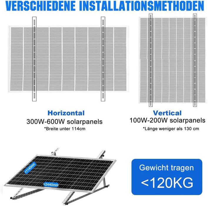 Solarmodul Halterung 45 Zoll,Photovoltaik Universal Solarmodul Halterungen 114CM, halterungen balkon