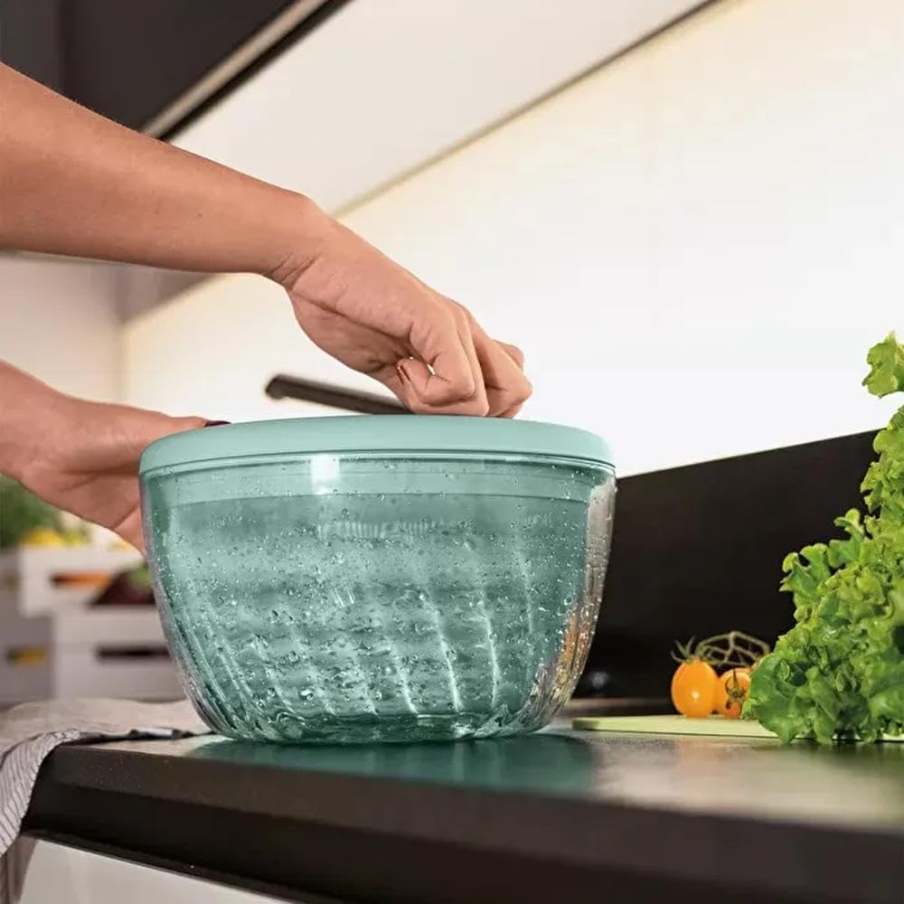 Guzzini - Kitchen Active Design, SPIN&STORE Salatschlüder mit Deckel - Olivgrün, Ø26 x h19 cm | 400