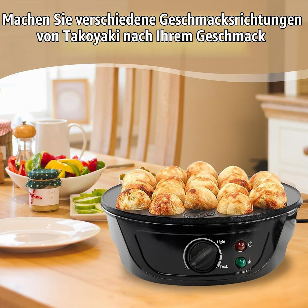 Elektrischer Takoyaki Maker, 750W 18 Löcher Takoyaki Maschine Mini Octopus Ball Making Tool Backform
