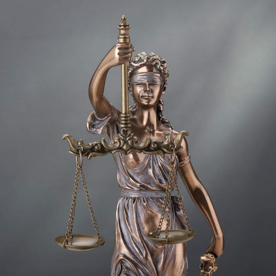 Cold Cast Bronze Cardinal Virtues Our Lady of Justice Statue Figurine, 11 3/4 Inch by Studio Collect