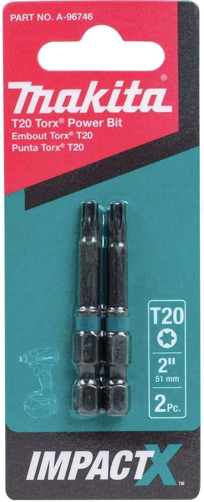 Makita ImpactX T10 Torx 2 ″ Power Bit, A-96746 0 wattsW, 0 voltsV 2-Pack T20, 2-Pack T20