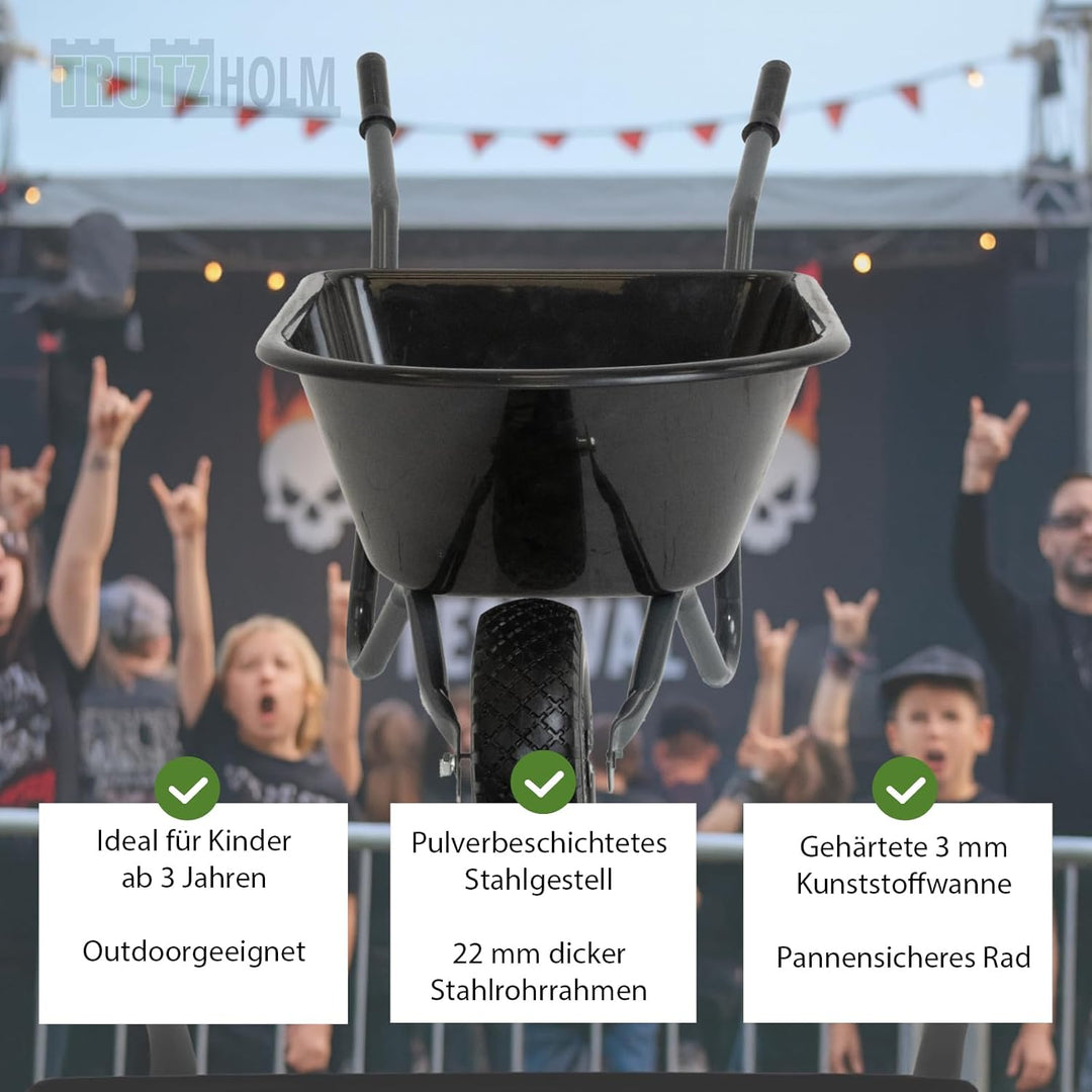 TRUTZHOLM Kinderschubkarre Uni 40 kg Traglast 3,6 kg Stahl Kunststoff Vollgummirad Schiebkarre Garte