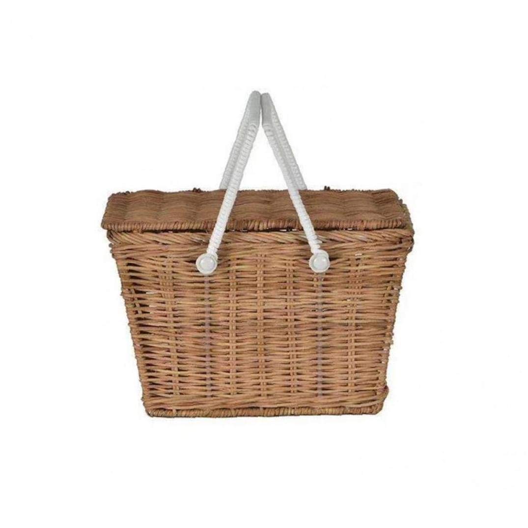 CULER Multifunktionale Rattan Kid Spielzeug Lagerung Eimer Woven beweglicher Picknick-Korb mit Griff