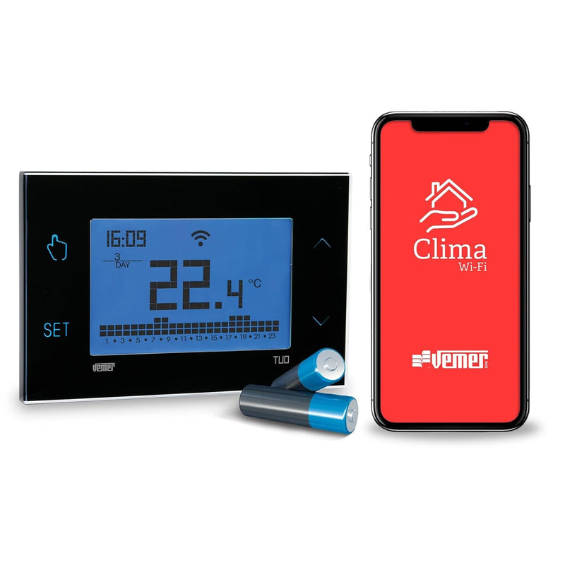 VEMER VE788700 TUO WiFi Batterie - Thermostat Heizung Smart Home, WLAN Raumthermostat, Wochenprogram