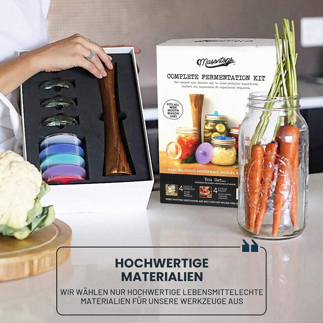 Masontops Komplettes Einmachglas Fermentationskit - Einfaches SMALL/REGULAR Einmachgläser-Gemüseferm