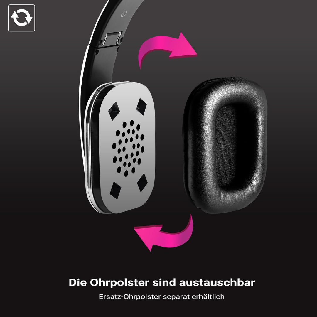 August EP650 - Bluetooth Kopfhörer v4.2 NFC mit aptX Low Latency - Stereo Over Ear Headphones mit Au