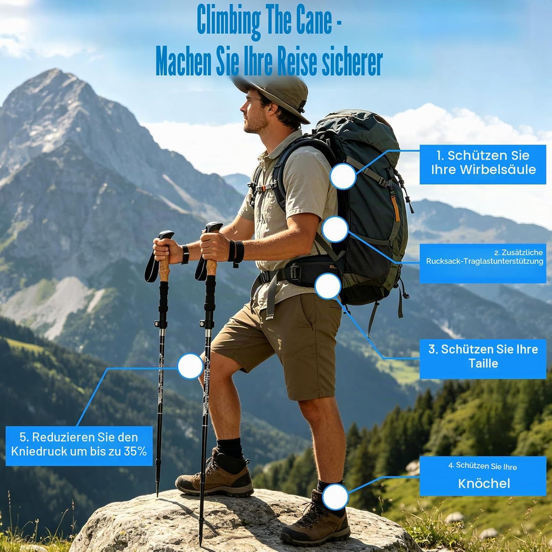 Wanderstöcke, Faltbar, Teleskopstöcke (110-130 cm), Ultraleichte Alu Trekkingstöcke oder Carbon, Wal