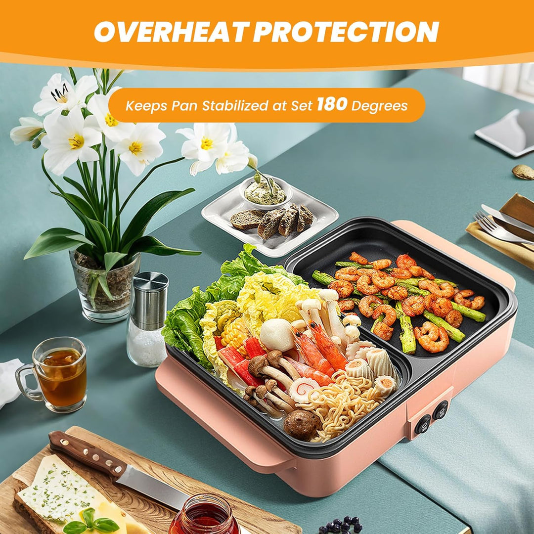 Topyond 1200W Elektrischer Innengrill Tischgrill,Elektrisch Koreanischer Grill,Kontaktgrill,Grillpla