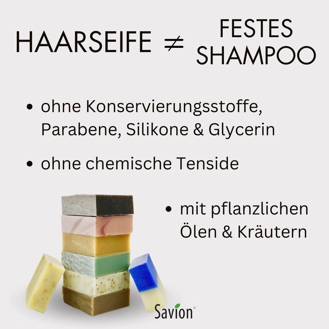 Savion 4+1 Bio Haarseife Brennessel, Vegan, Handgemacht, Palmölfrei, Plastikfrei, 5x 85gr 1.42 g (30
